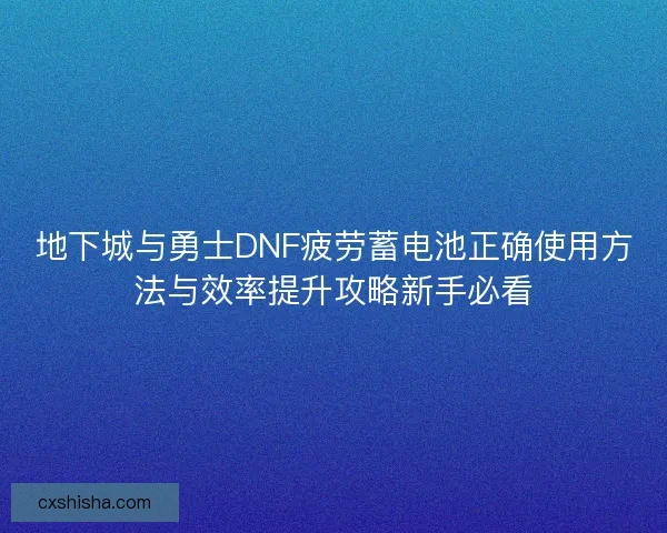 地下城与勇士DNF疲劳蓄电池正确使用方法与效率提升攻略新手必看