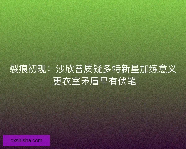 裂痕初现：沙欣曾质疑多特新星加练意义 更衣室矛盾早有伏笔