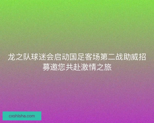 龙之队球迷会启动国足客场第二战助威招募邀您共赴激情之旅